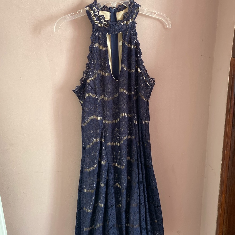 Francesca’s navy blue lace dress!